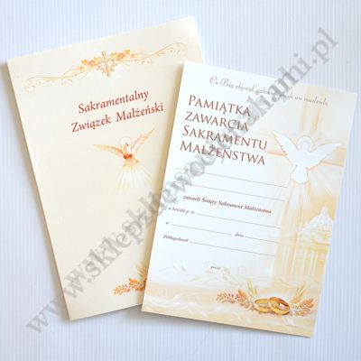 TECZKA Z PAMIĄTKĄ SAKRAMENTU MAŁŻEŃSTWA - 15.8 x 22.3 cm - 63413