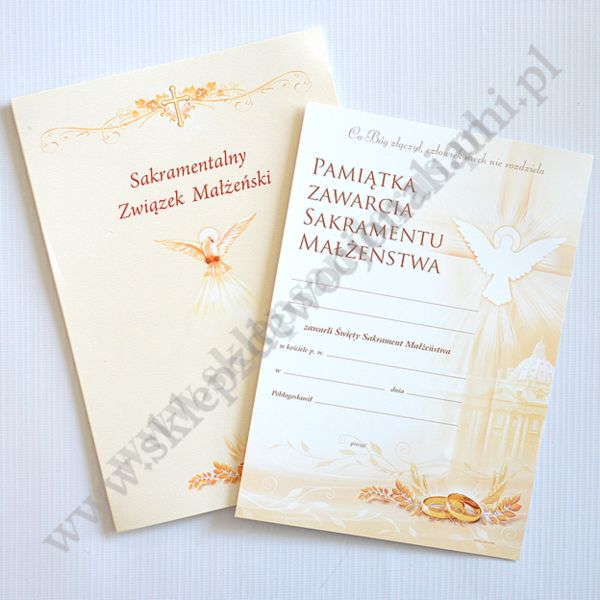 TECZKA Z PAMIĄTKĄ SAKRAMENTU MAŁŻEŃSTWA - 15.8 x 22.3 cm - 63413