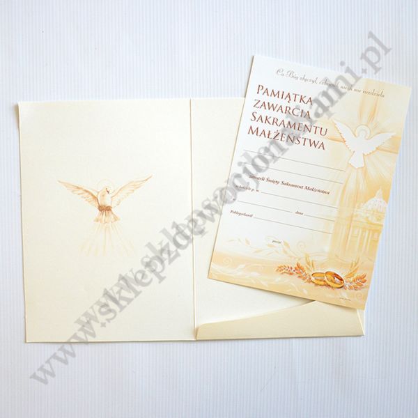 TECZKA Z PAMIĄTKĄ SAKRAMENTU MAŁŻEŃSTWA - 15.8 x 22.3 cm - 63413