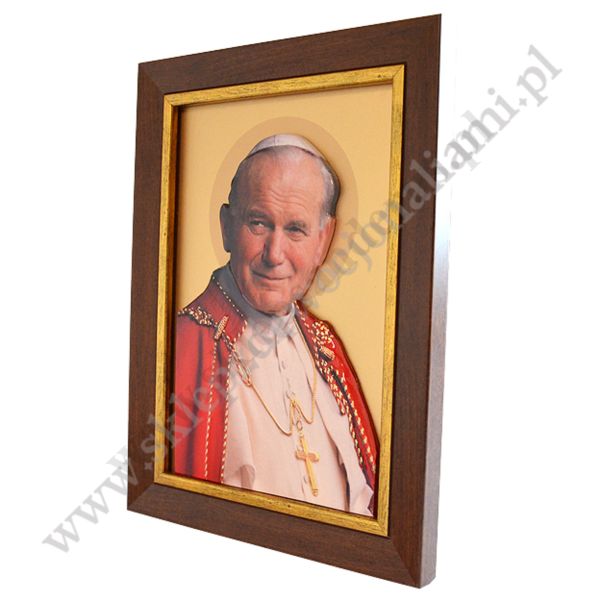 ŚWIĘTY JAN PAWEŁ II - ceramika żywiczna w ramie 21.4 x 28.2 cm - 0932