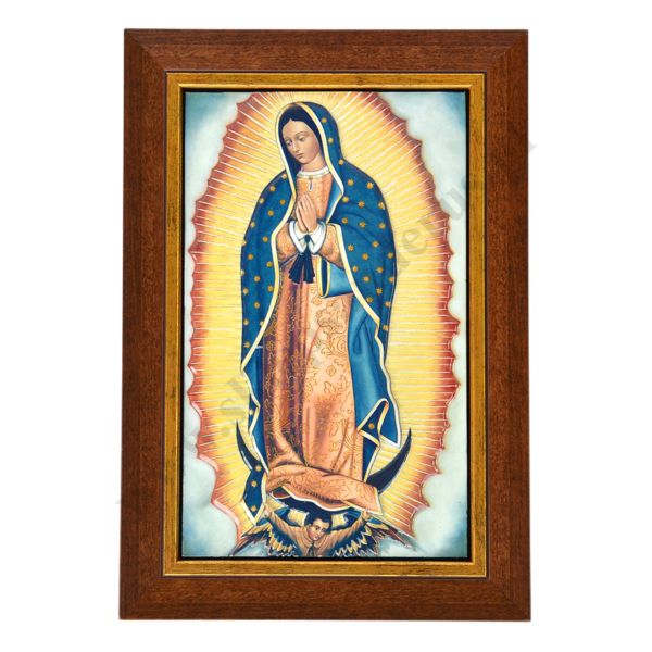 MATKA BOŻA Z GUADALUPE - ceramika żywiczna w ramie 19.7 x 28.6 cm - 74785