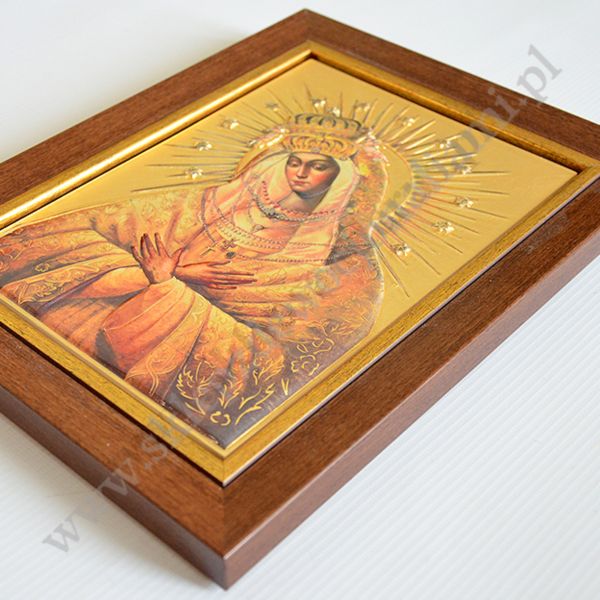 MATKA BOŻA OSTROBRAMSKA - ceramika żywiczna w ramie 21.4 x 28.2 cm - 11141