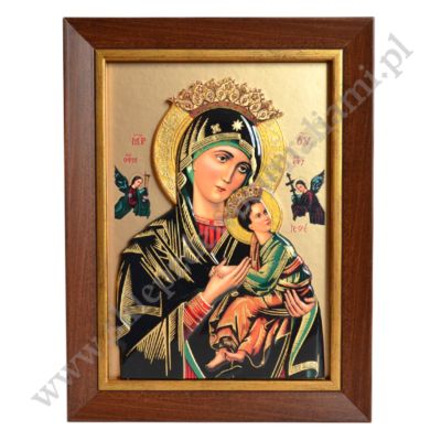 MATKA BOŻA NIEUSTAJĄCEJ POMOCY - ceramika żywiczna w ramie 21.4 x 28.2 cm - 11142