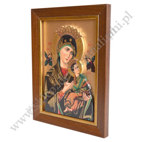 MATKA BOŻA NIEUSTAJĄCEJ POMOCY - ceramika żywiczna w ramie 21.4 x 28.2 cm - 11142