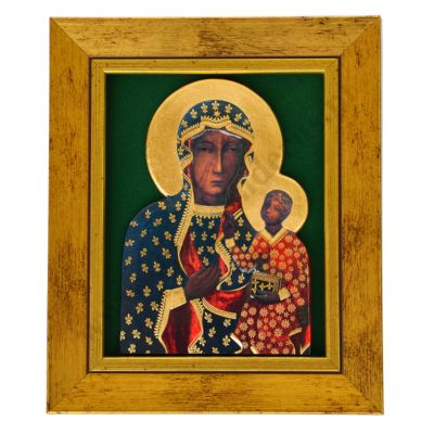 MATKA BOŻA CZĘSTOCHOWSKA - ceramika żywiczna w ramie 17 x 20.5 cm - 74778