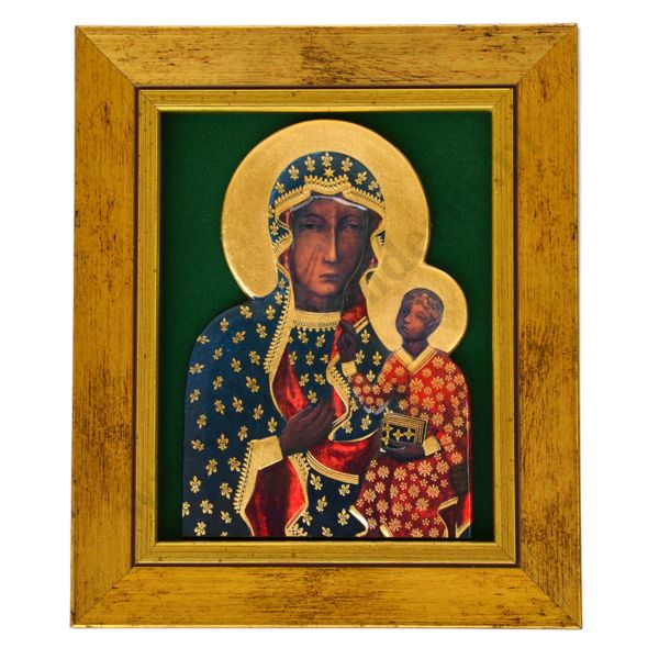 MATKA BOŻA CZĘSTOCHOWSKA - ceramika żywiczna w ramie 17 x 20.5 cm - 74778