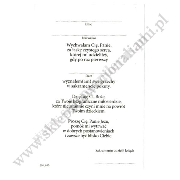 JEZU UFAM TOBIE - pamiątką I spowiedzi świętej -  obrazek 6.5 x 10 cm - paczka 100 szt. - 71492