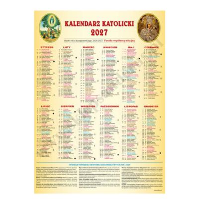 KALENDARZ JEDNOSTRONNY NA ROK 2027 - format 29.5 x 41.5 cm - 77745