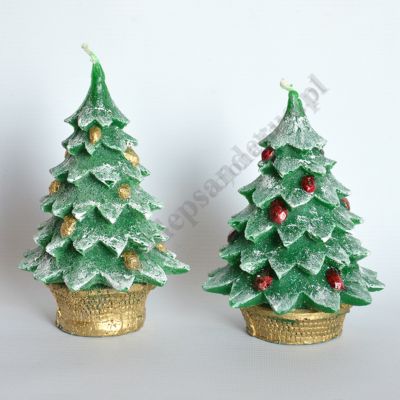 ŚWIECA CHOINKA - wys.14 cm - mix wzorów - 69188