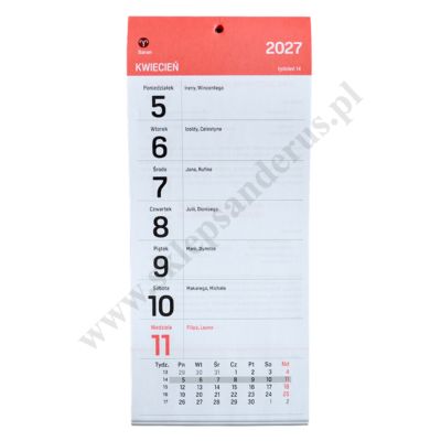 KALENDARZ TYGODNIOWY Z PRZEPISAMI NA LODÓWKĘ 2027 - 67516