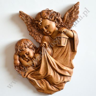 ANIOŁ STRÓŻ Z LATARENKĄ - płaskorzeźba wys. 21 cm - 5987