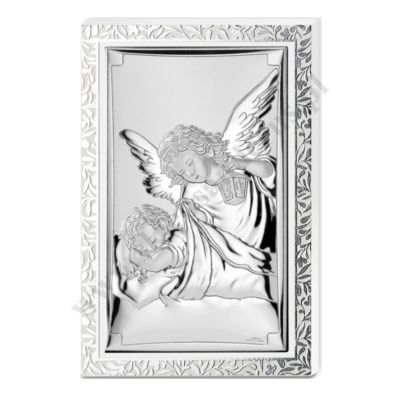 ANIOŁ STRÓŻ - OBRAZEK SREBRNY 9 x 13.5 cm - VL81510/3L