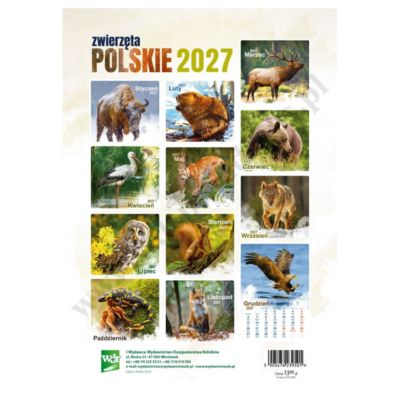 ZWIERZĘTA POLSKIE - KALENDARZ 2027 - format 240 x 335 mm - 4617