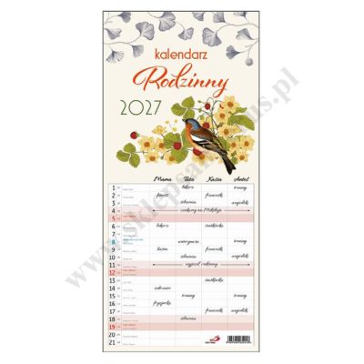 KALENDARZ RODZINNY 2027 - format 22.2 x 48,5 cm - 00010