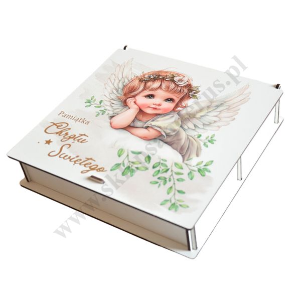 PUDEŁKO PREZENTOWE NA CHRZEST ŚWIĘTY - 19 x 19 x 4.2 cm - 51476
