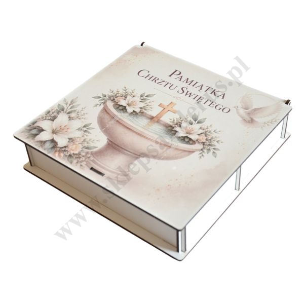 PUDEŁKO PREZENTOWE NA CHRZEST ŚWIĘTY - 19 x 19 x 4.2 cm - 51479