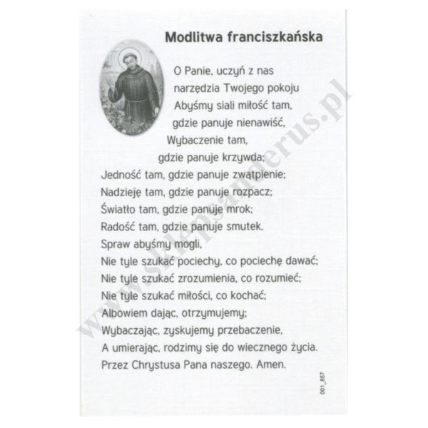 ŚW. FRANCISZEK - obrazek 6.5 x 10 cm - paczka 100 szt. - 71915
