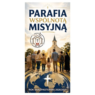 Baner dekoracyjny - "Parafia Wspólnotą Misyjną" - wzór 1