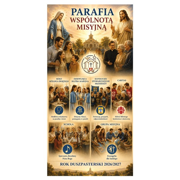 Baner dekoracyjny - "Parafia Wspólnotą Misyjną" - wzór 2