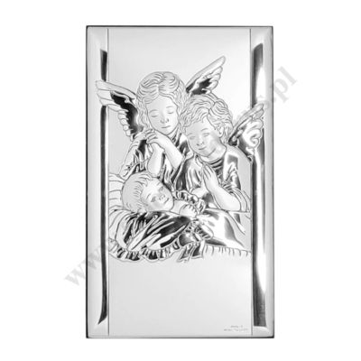 ANIOŁ STRÓŻ - OBRAZEK SREBRNY 9 x 15 cm - VL81501/3XL