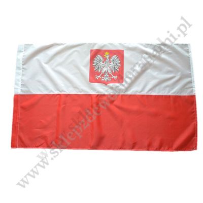 FLAGA BIAŁO-CZERWONA Z GODŁEM - MATERIAŁOWA 115 cm x 70 cm - 7612