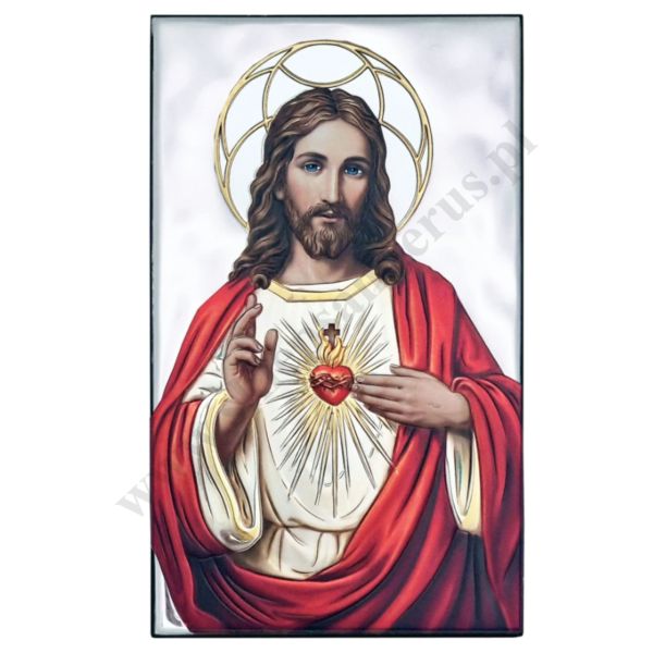 SERCE PANA JEZUSA - OBRAZEK SREBRNY format 10 x 16 cm - AN1704/16CER