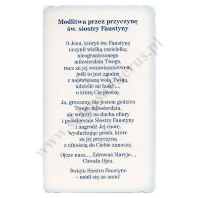 ŚWIĘTA FAUSTYNA - obrazek 9 x 14.7 cm - paczka 100 szt. - 43290