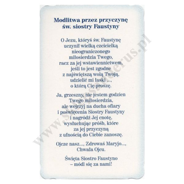 ŚWIĘTA FAUSTYNA - obrazek 9 x 14.7 cm - paczka 100 szt. - 43290