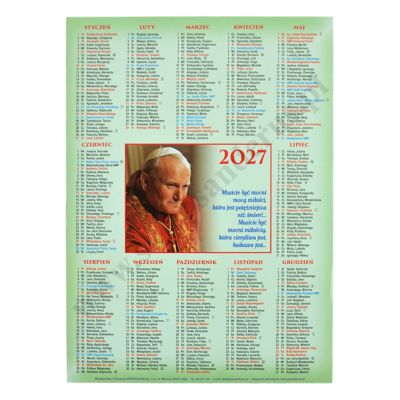 KALENDARZ NA ROK 2027 - ŚW. JAN PAWEŁ II - jednokartkowy - 59079
