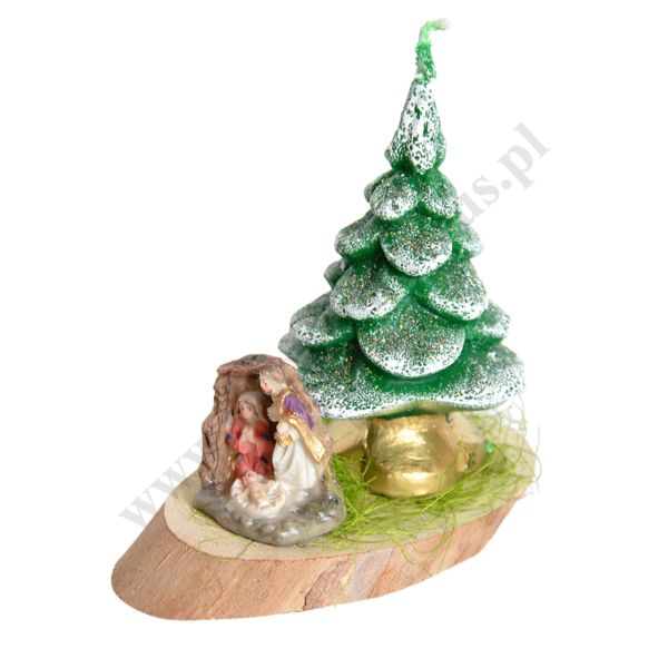 ŚWIECA CHOINKA Z ŚW. RODZINĄ - wys. 13 cm - 61463