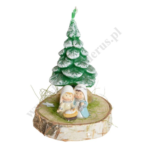 ŚWIECA CHOINKA Z ŚW. RODZINĄ - wys. 13 cm - 61463
