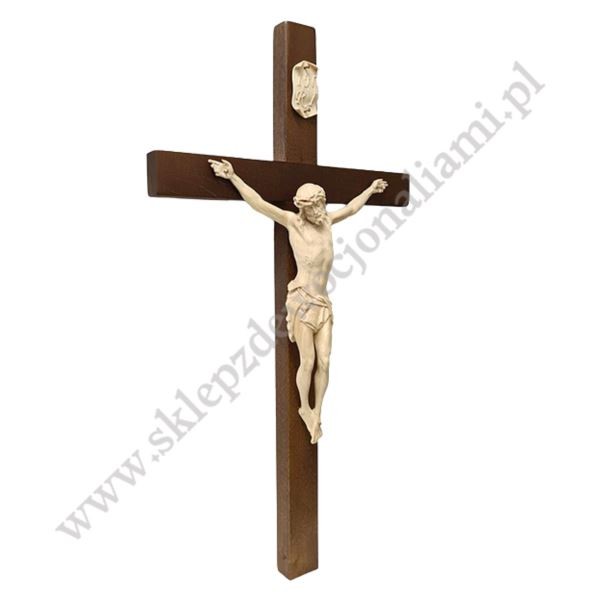 KRZYŻ Z DREWNIANYM KORPUSEM CHRYSTUSA - wys.80 cm - 11097