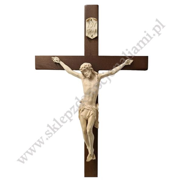 KRZYŻ Z DREWNIANYM KORPUSEM CHRYSTUSA - wys.80 cm - 11097