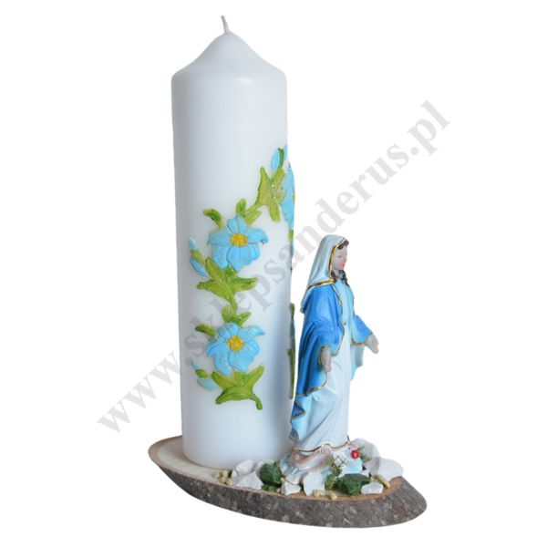 ŚWIECA Z FIGURKĄ MATKI BOŻEJ NIEPOKALANEJ - wys. 24 cm - 61450