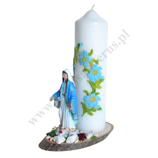 ŚWIECA Z FIGURKĄ MATKI BOŻEJ NIEPOKALANEJ - wys. 24 cm - 61450