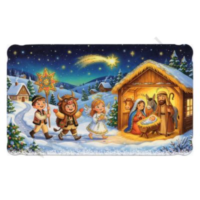 OBRAZEK KOLĘDOWY BROKAT - format 10.4 x 6.2 cm - PACZKA 100 szt. - 82841