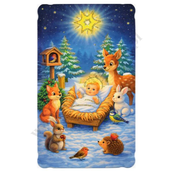 OBRAZEK KOLĘDOWY BROKAT - format 6.2 x 10.4 cm - PACZKA 100 szt. - 82844
