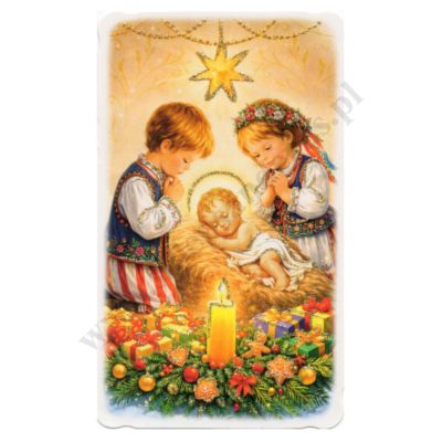 OBRAZEK KOLĘDOWY BROKAT - format 6.2 x 10.4 cm - PACZKA 100 szt. - 65472