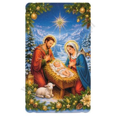 OBRAZEK KOLĘDOWY BROKAT - format 6.2 x 10.4 cm - PACZKA 100 szt. - 73328