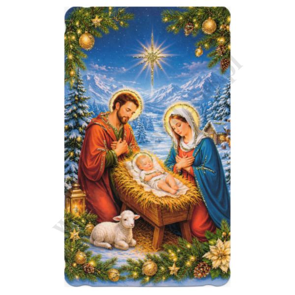 OBRAZEK KOLĘDOWY BROKAT - format 6.2 x 10.4 cm - PACZKA 100 szt. - 73328