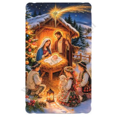 OBRAZEK KOLĘDOWY BROKAT - format 6.2 x 10.4 cm - PACZKA 100 szt. - 73330