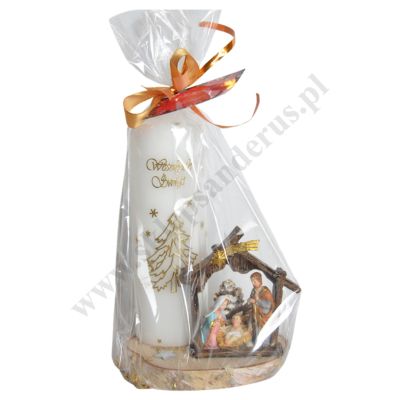 ŚWIECA BOŻONARODZENIOWA - wys. 21 cm - mix wzorów - 68653