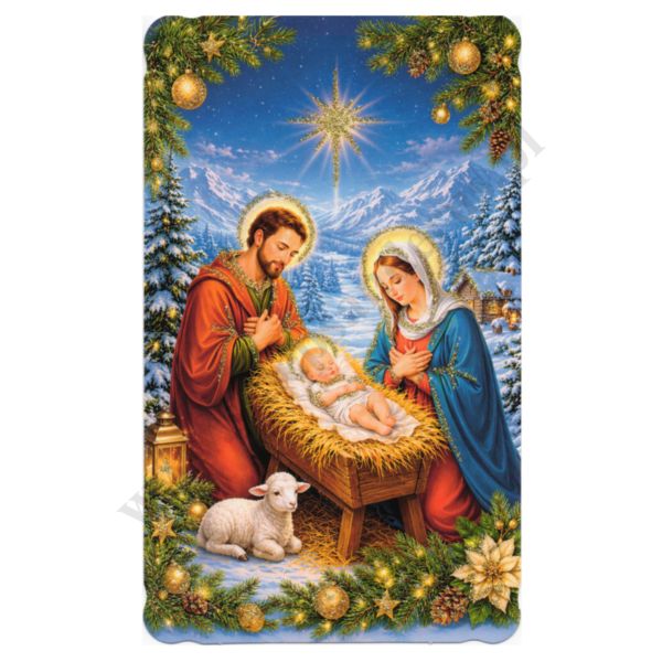 OBRAZEK KOLĘDOWY BROKAT - format 8.9 x 14.7 cm - PACZKA 100 szt. - 30169