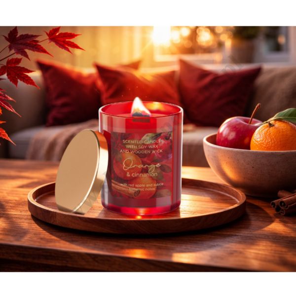 ŚWIECA ZAPACHOWA W SZKLE. ORANGE & CINNAMON - 65155