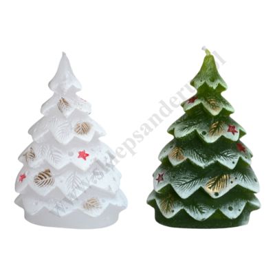 ŚWIECA CHOINKA - wys. 11 cm - mix wzorów - 73239