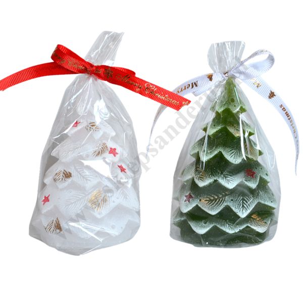 ŚWIECA CHOINKA - wys. 11 cm - mix wzorów - 73239