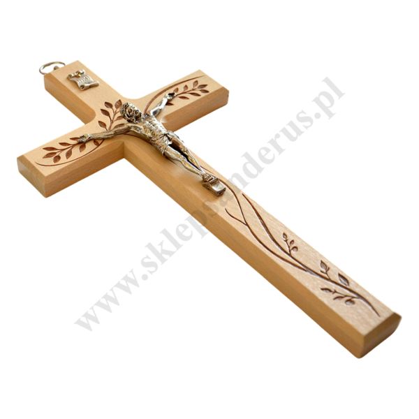 KRZYŻ DREWNIANY RZEŹBIONY - wys. 28 cm - 11846