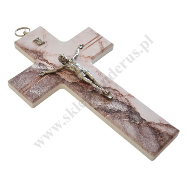 KRZYŻ MARMUREK BRĄZ - wys. 20 cm - 84618
