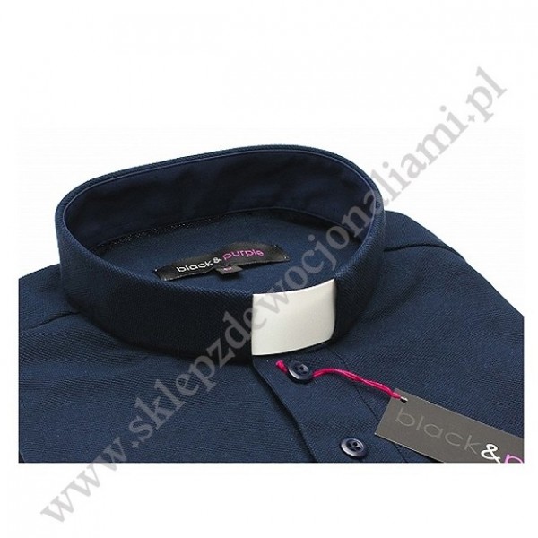 KOSZULA KAPŁAŃSKA - POLO KRÓTKI RĘKAW - CIEMNY GRANAT - K037