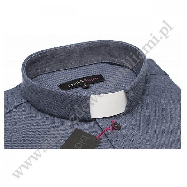 KOSZULA KAPŁAŃSKA - POLO KRÓTKI RĘKAW - CIEMNY POPIEL - K036